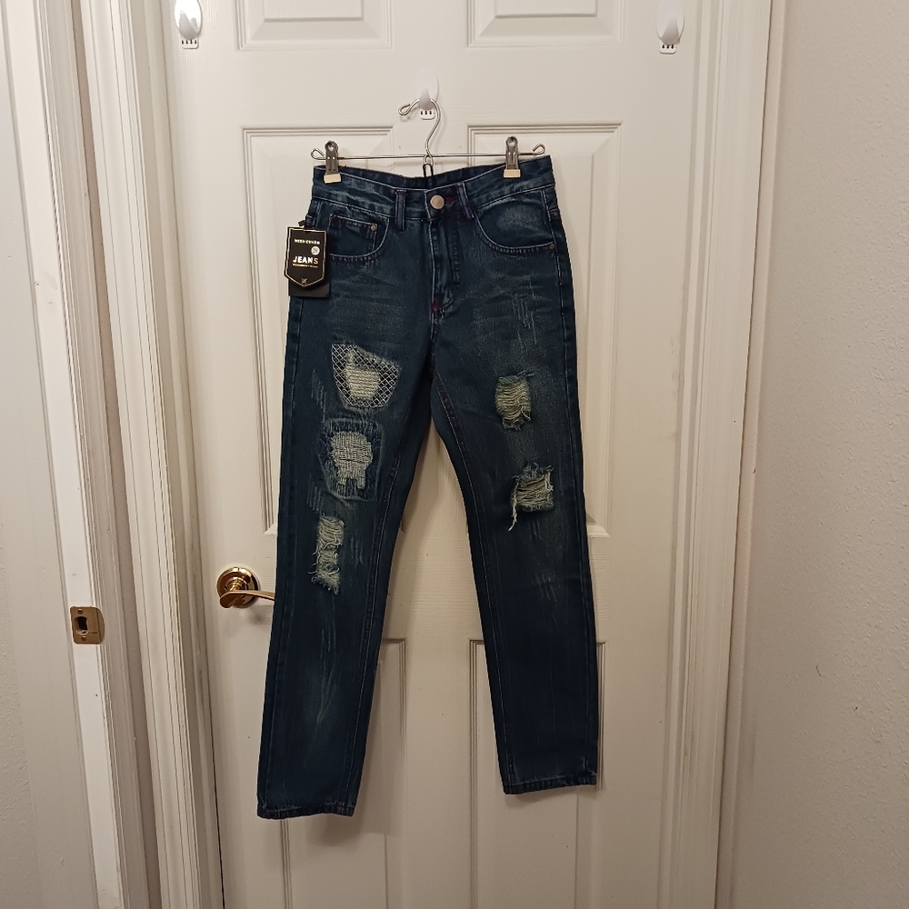Ween Charm Slim Fit Jeans NWT Men's Distressed Size 28 Casual Streetwear